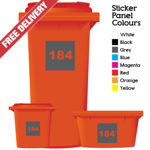 Wheelie Bin Sticker Numbers Square Style (Pack Of 6)